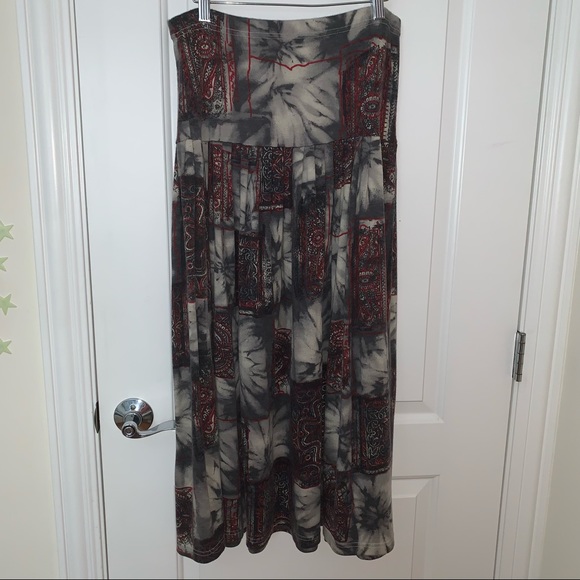 New Idea Vintage Red Black Floral Wool Maxi Skirt - Picture 2 of 7